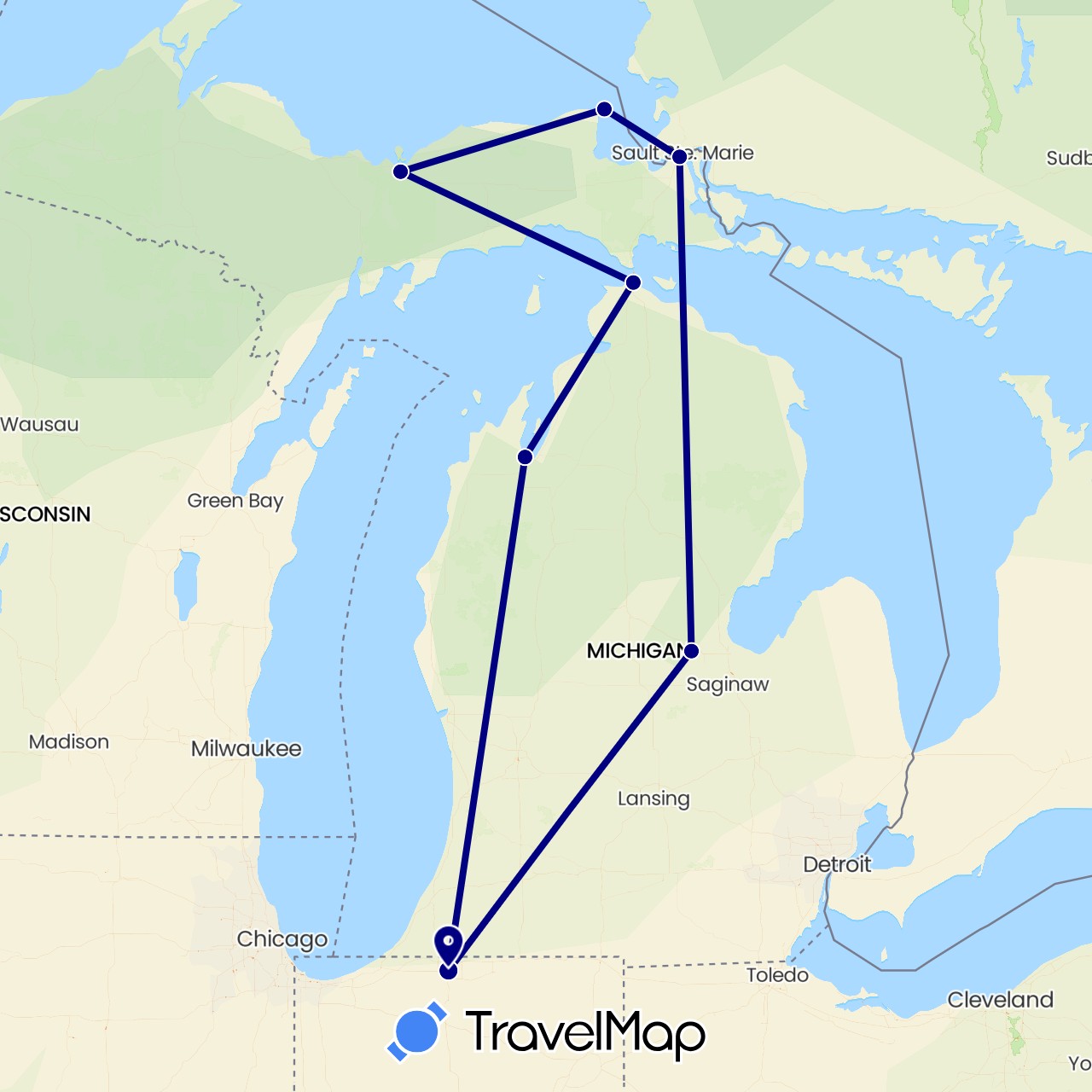 TravelMap itinerary: driving in United States (North America)